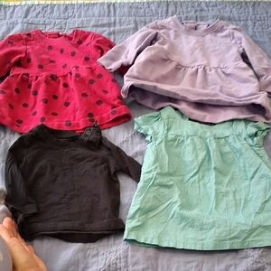 Primary Kids' Long Sleeve Tops - Red, Purple, Black, Green